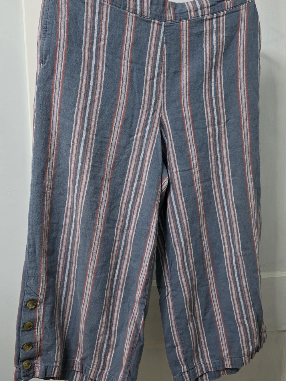 a.n.a Blue Striped Wide-Leg Crop Pants